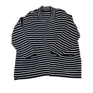 Talbots Classic Navy White Striped Cardigan Blazer, Womens‎ 3X Preppy Coastal